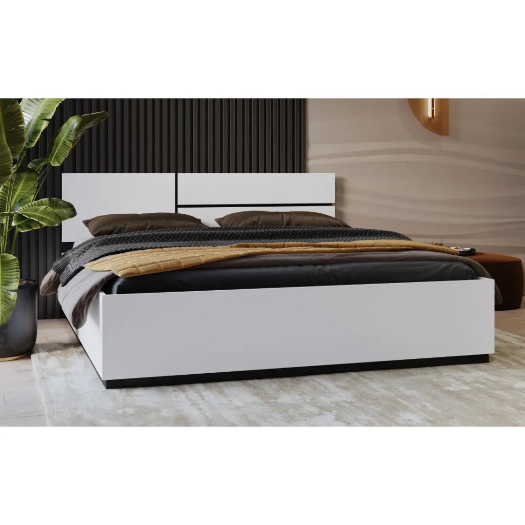 Letto HAVANA 180x200 bianco e nero con doghe – Comfort XL e stile moderno per la tua camera