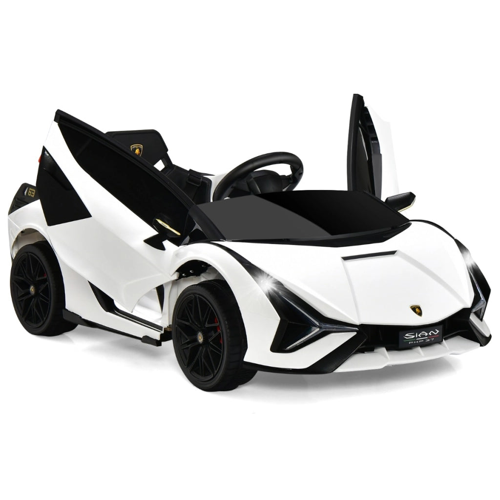 Macchina cavalcabile per bambini con telecomando e luci LED, Veicolo elettrico a batteria 12 V Bianco-Macchinine giocattoli