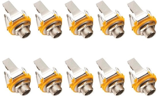 Connettore per chitarra - Cavo stereo - Connettore 6,5 mm Jack - Laccio in acciaio zincato - 10 connettori - Facile da installare - Jack plug