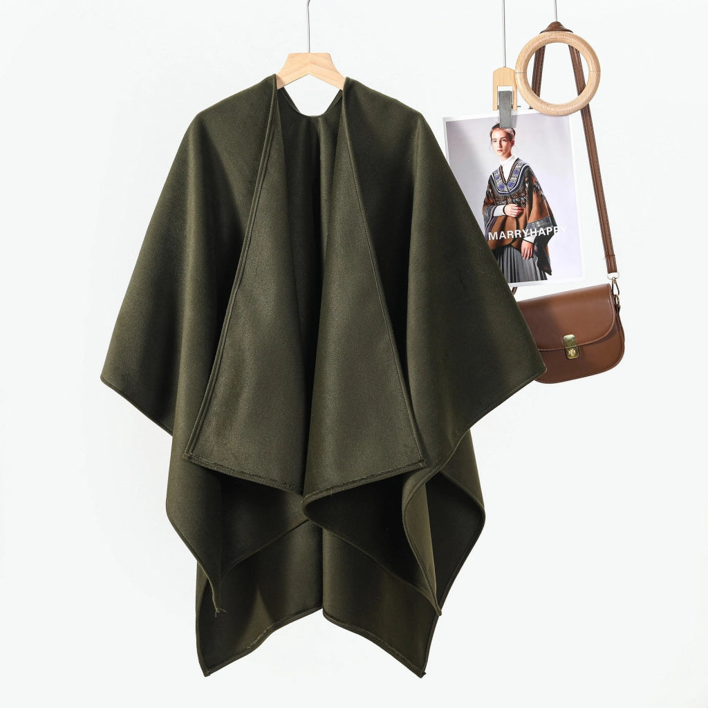 Nuovo scialle caldo e spesso in stile francese per donna, modello ampio e comodo, ideale per l'autunno e l'inverno.