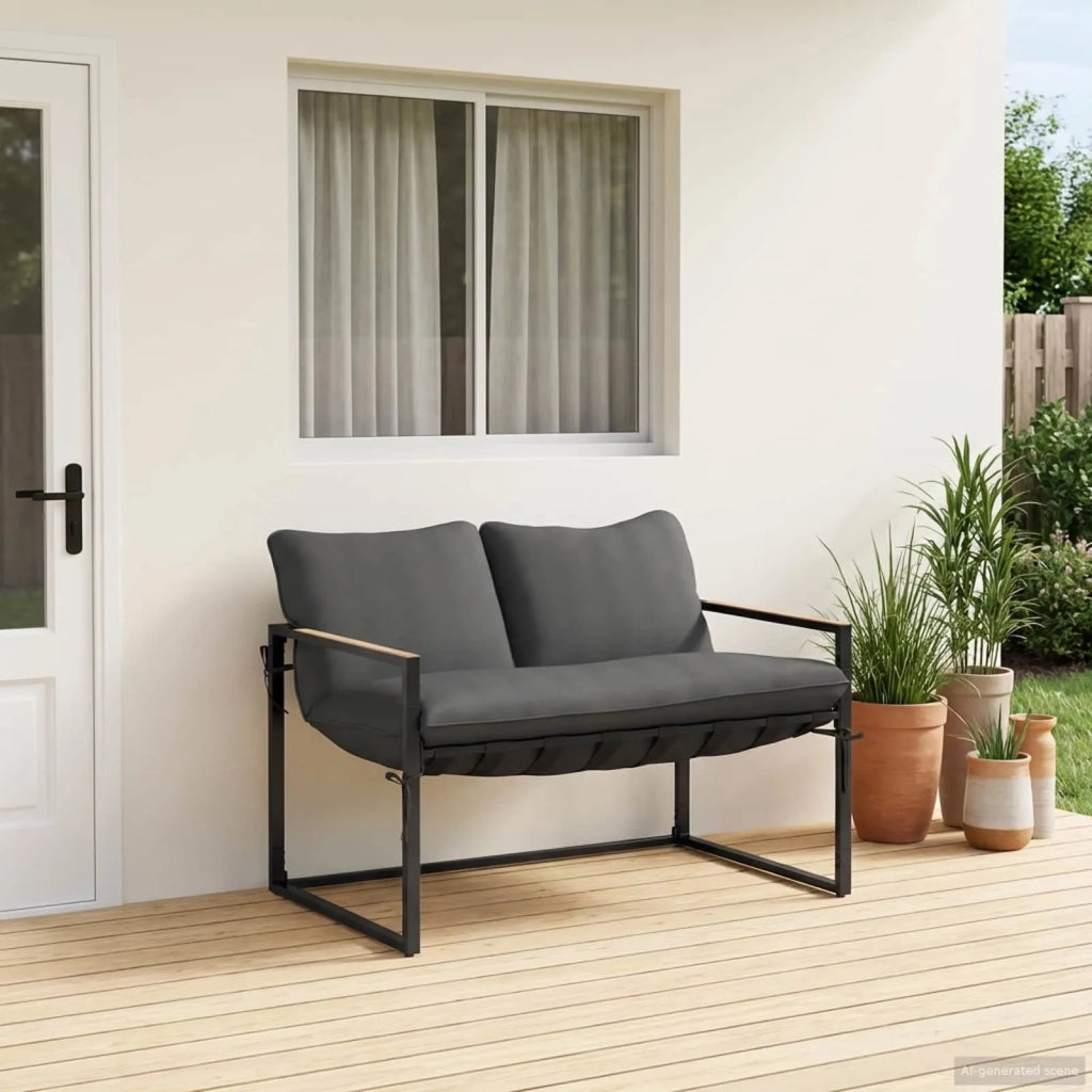 Set Divano da Giardino | Set Salotto da Giardino Nero e antracite Acciaio