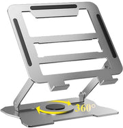 Supporto per laptop con base girevole 360°, supporto per laptop pieghevole, sostituto per laptop ergonomico per laptop da 10 a 17 pollici