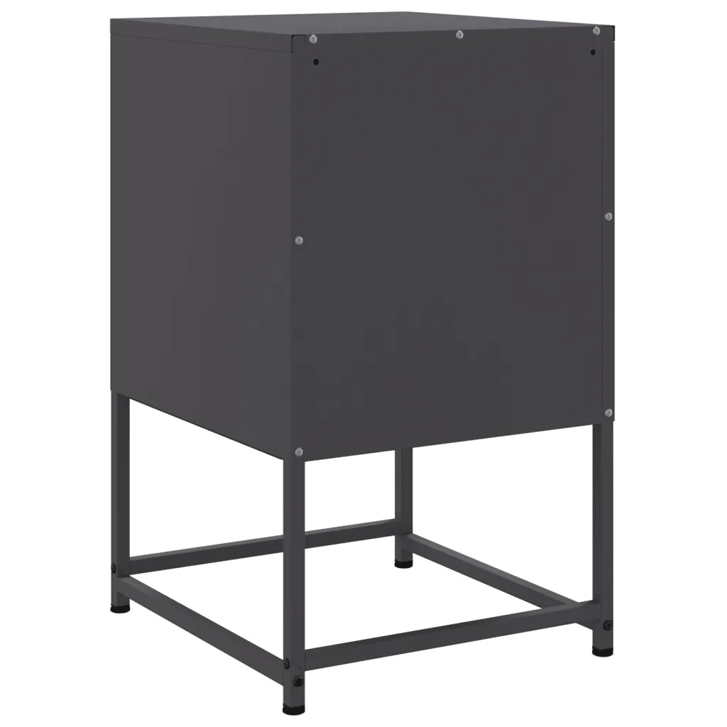 Comodini 2 pz-Set di 2 Tavolino da notte Neri 36x39x60,5 cm in Acciaio 435105