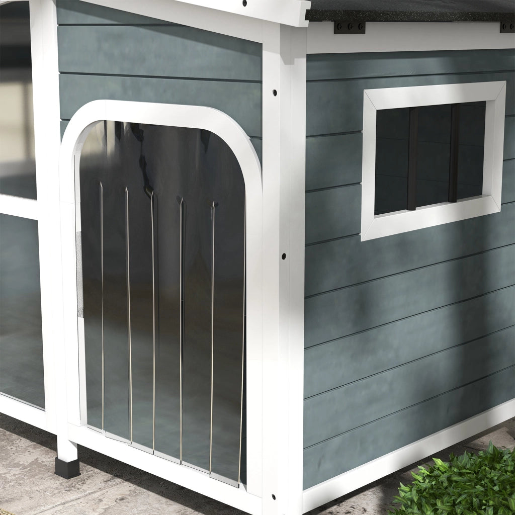 Cuccia per Cani Taglia Media da Esterno con Tetto Apribile 101x66,5x70,5 cm in Legno Grigio
