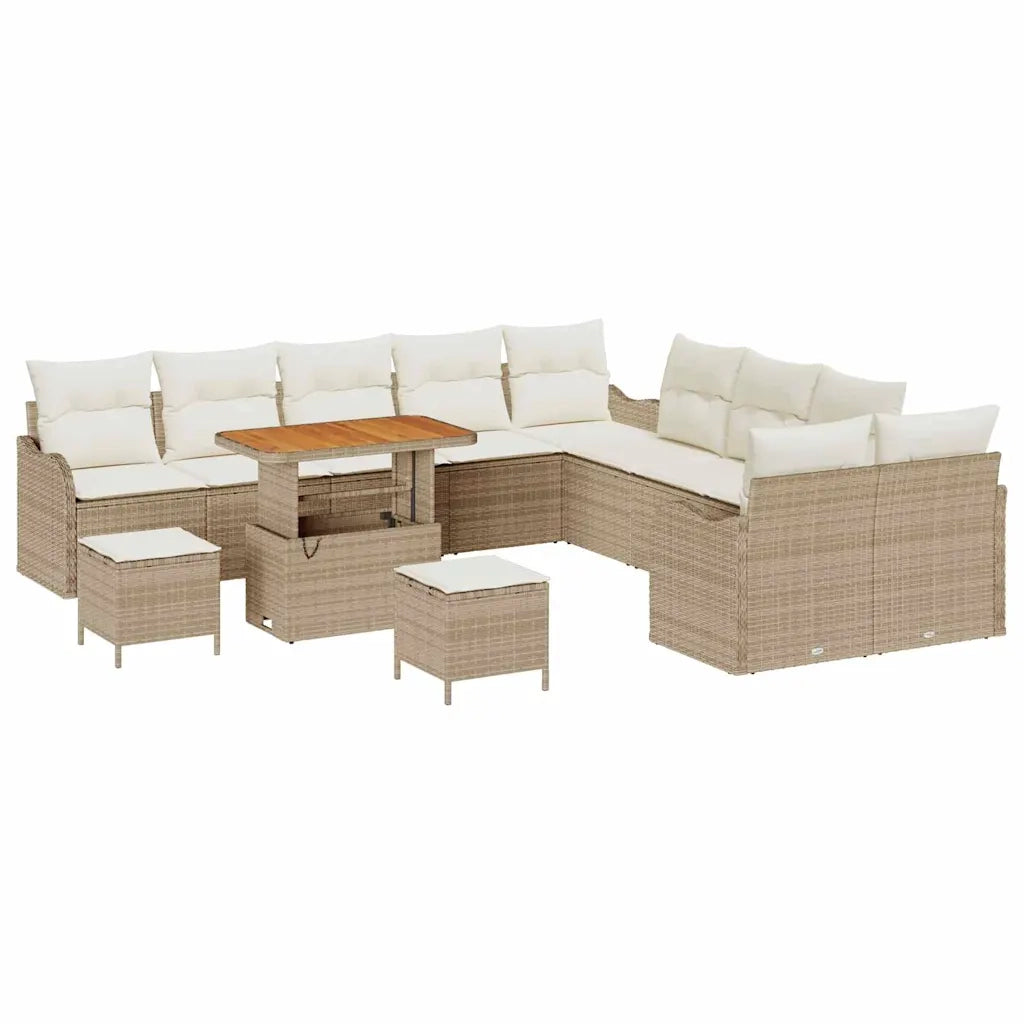 Set Divano da Giardino con cuscino 13 pcs Beige e Crema