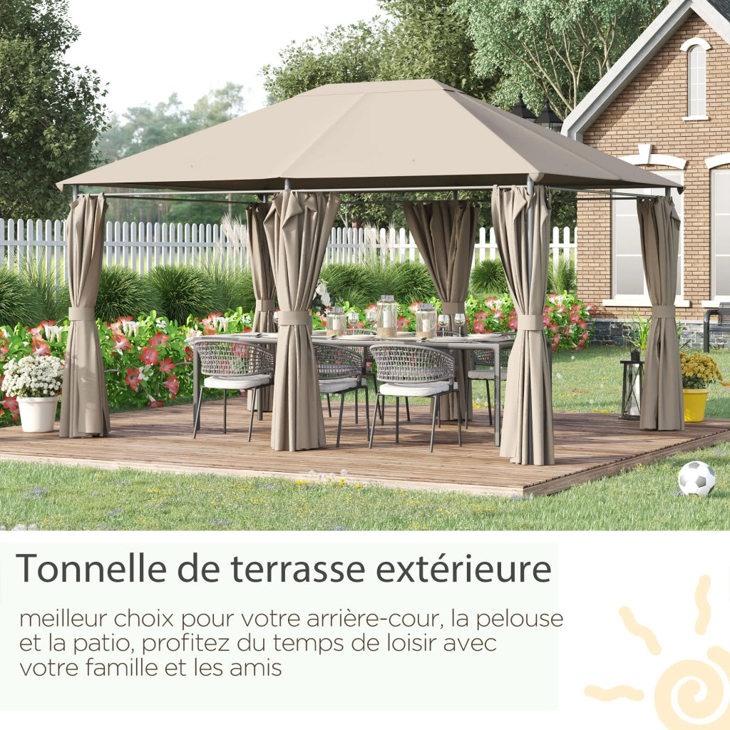 Gazebo per giardino ¨C zephmum ¨C 4x3x2.72 m colore kaki