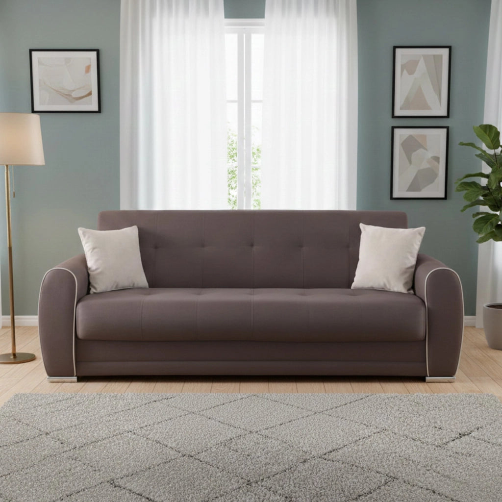 Alfo, Divano Letto 3 Posti Contenitore, 85x224 cm Nero Chiaro