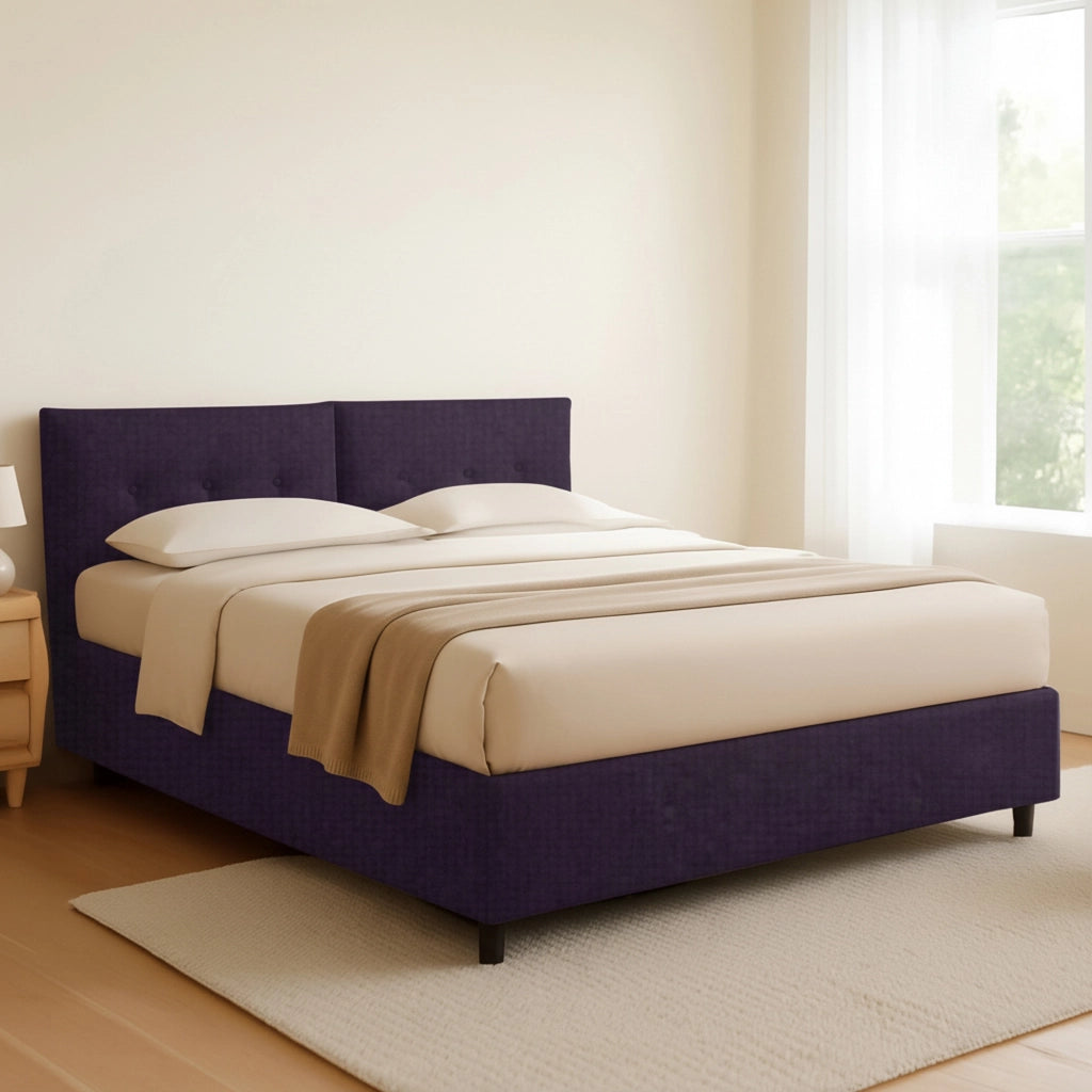 Leeds, Letto Piazza e Mezza Sfoderabile Made in Italy, Viola