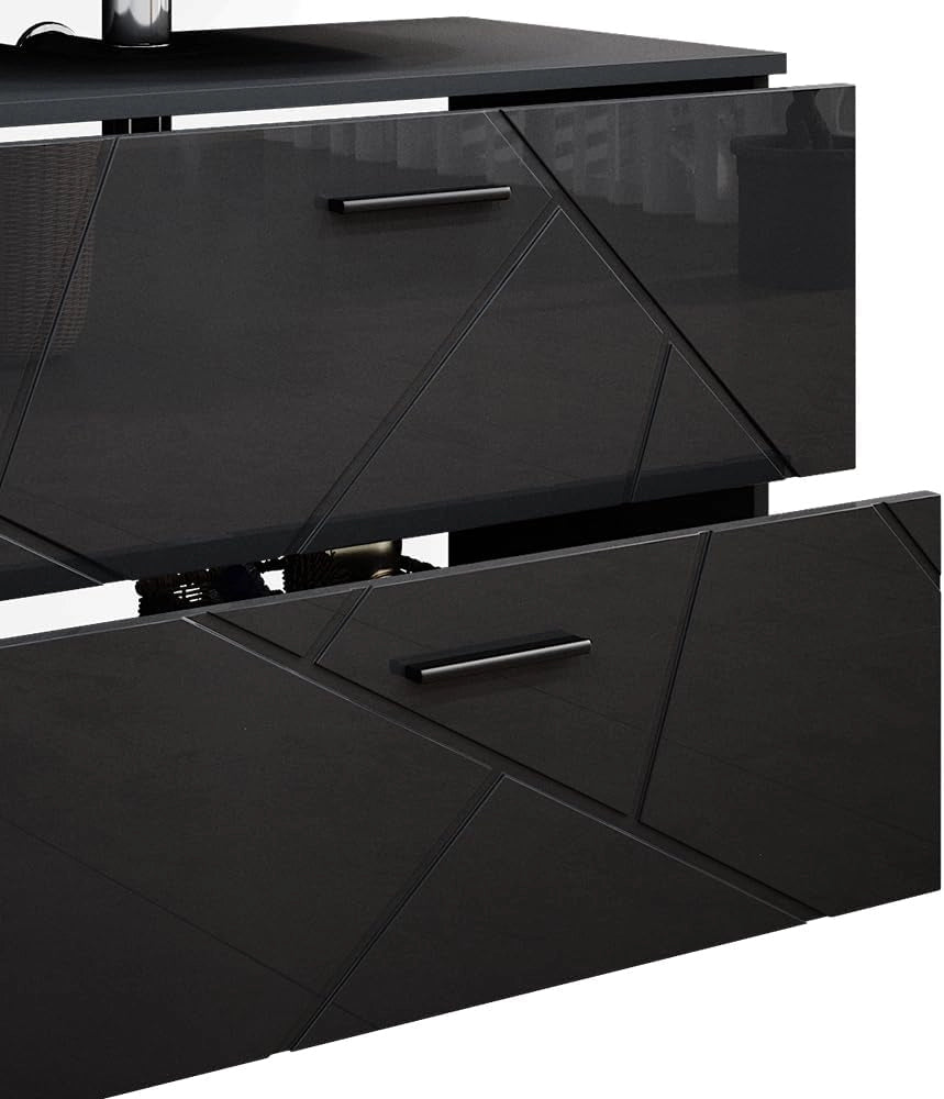 Set mobili bagno Irma, Antracite lucido, 80 cm, composto da mobile sottolavabo, specchiera, armadio medio e pensile