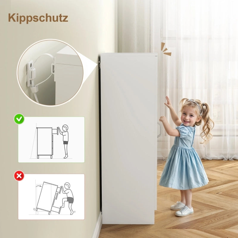 ARMADIO PORTASCARPE 55x35x108 cm Bianco in legno con ripiani regolabili
