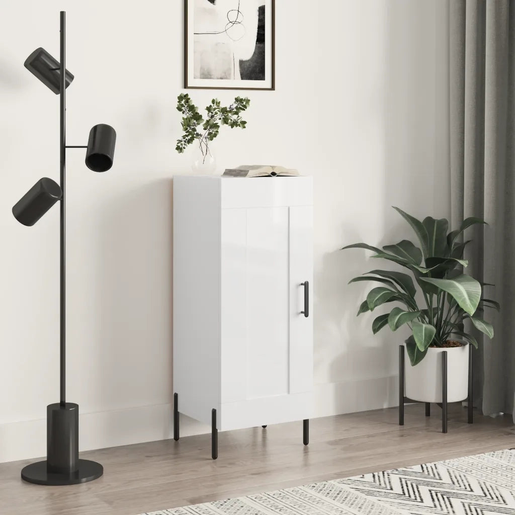 Credenza-Buffet-Armadio da cucina Bianco Lucido 34,5x34x90 cm in Legno Multistrato 309465