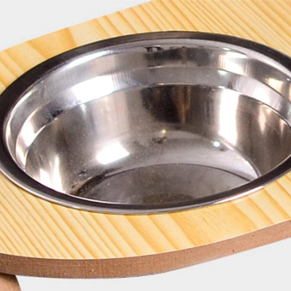 Trade Shop - Ciotola Singola Rialzata Per Cani Gatti Con Base In Legno Per Animali Domestici -