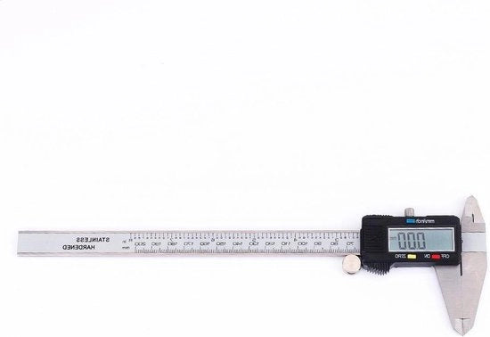 Misuratore digitale con display LCD grande - 200 mm (0-8") - acciaio inossidabile con conversione metrico/inch - conversione di frazioni metriche