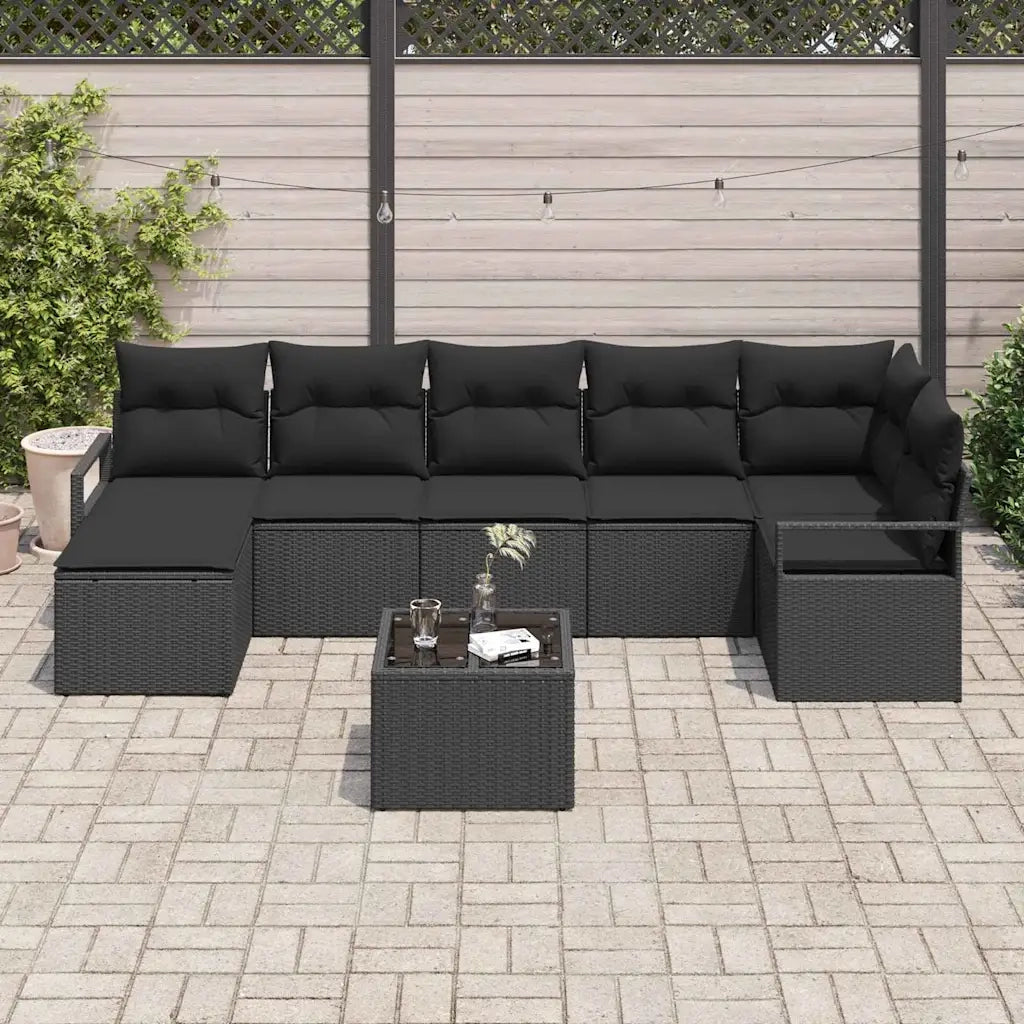 Set di divani con cuscino 8 pcs Nero polyrattan 3346483
