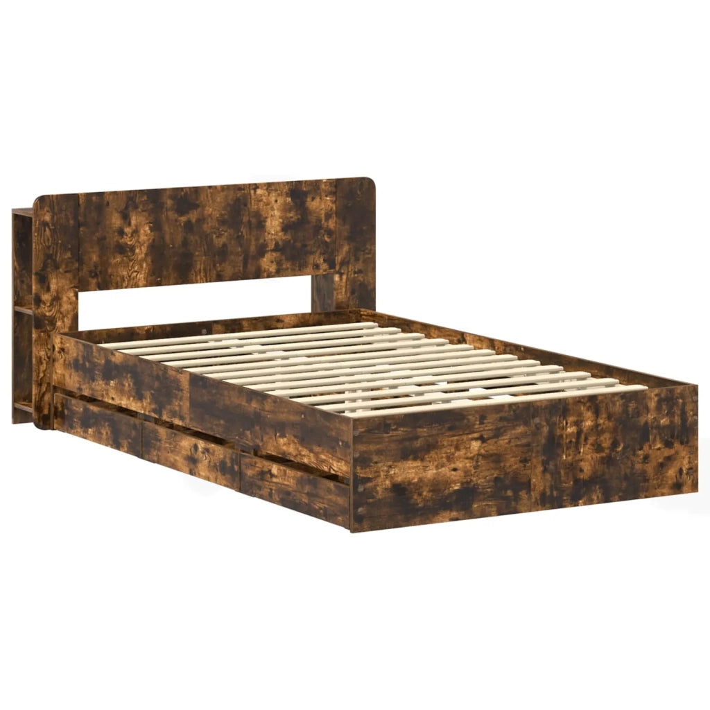 Telaio del letto con storage Rovere Fumo 120 x 190 cm