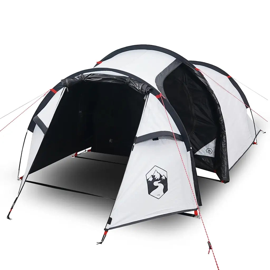Tenda Campeggio a Tunnel 3 Persone Bianca Tessuto Impermeabile 94393