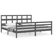 Letto matrimoniale | Letto per adulti | Giroletto con Testiera Grigio 200x200 cm in Legno Massello