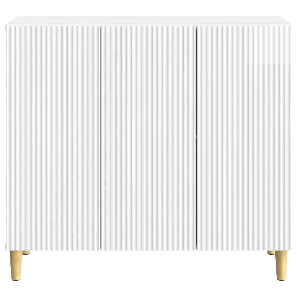 Credenza Bianco Lucido 89 x 34,5 x 80 cm Legno ingegnerizzato
