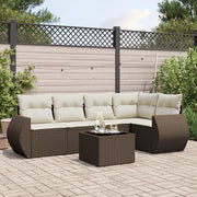 Set Divano da Giardino 6 pz con Cuscini Marrone in Polyrattan 3253680