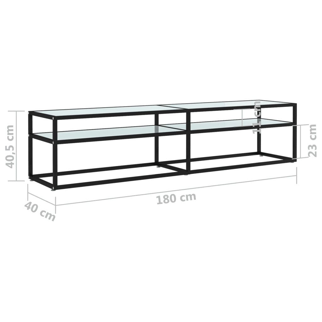 Mobile Porta TV Marmo Bianco 180x40x40,5 cm in Vetro Temperato 331724