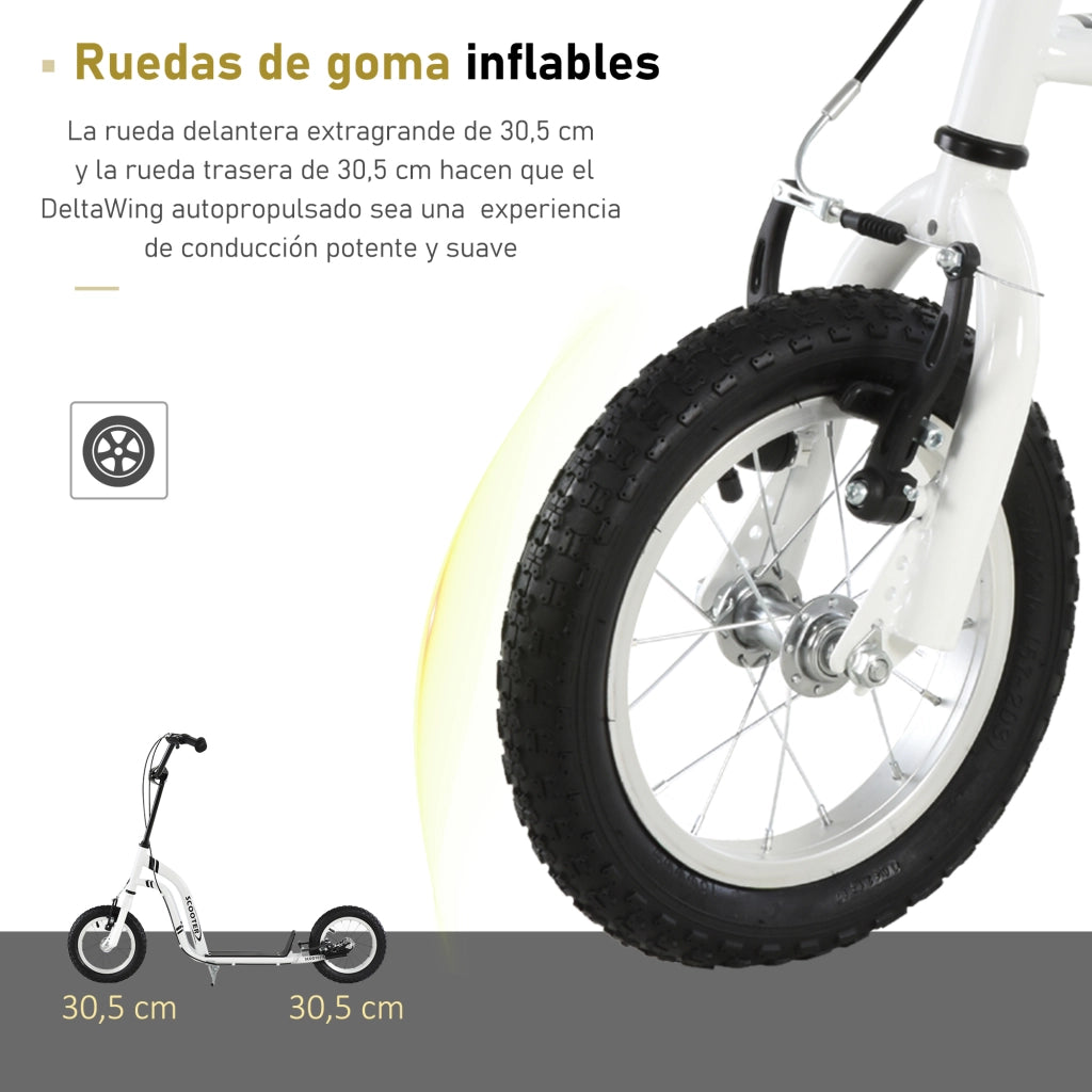 Pattinino per Bambini con Ruote Gomma ¨C zephmum ¨C Bianco 120x58x85-95 cm
