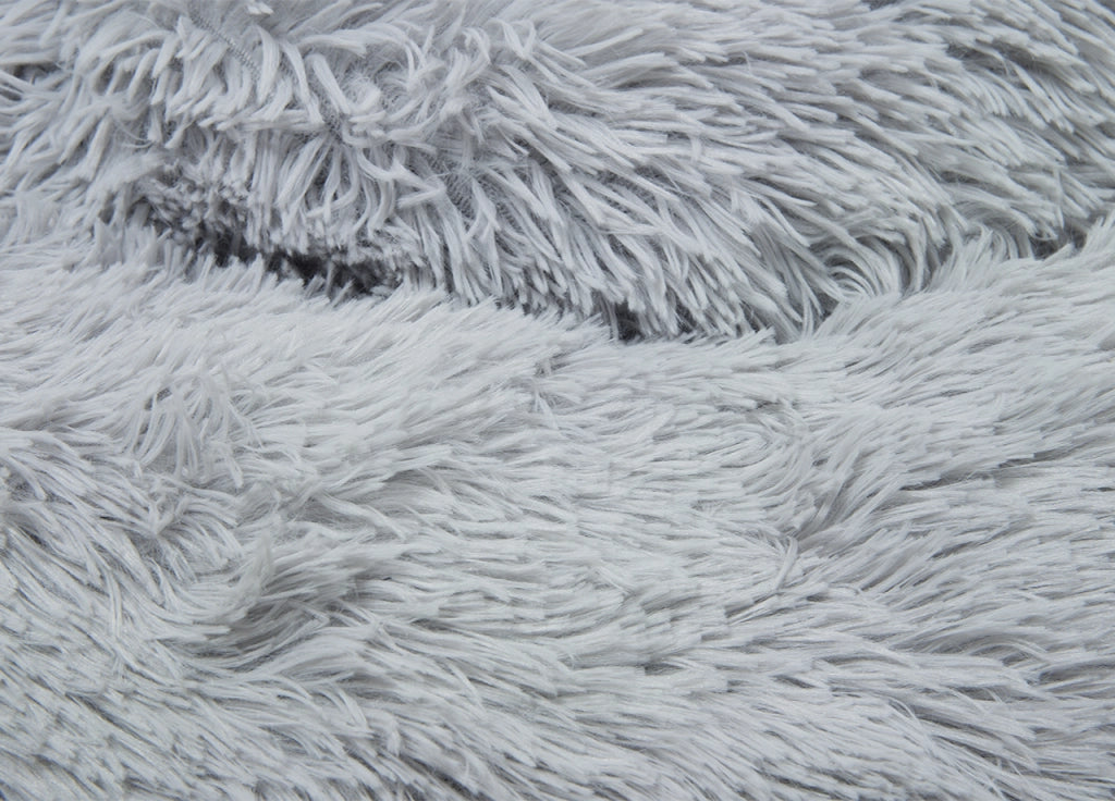 Cuccia Cane Gatto Cuscino Peloso Morbido Peluches Caldo Rotondo Ciambella Animali Fluffy - Grande - Grigio Chiaro