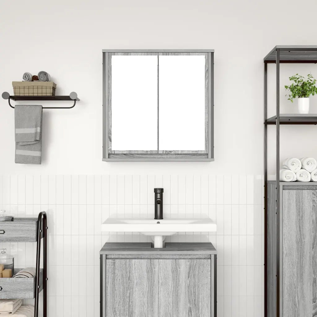 Pensile da Bagno con Specchio Grigio Sonoma 60x21x60 cm 861900