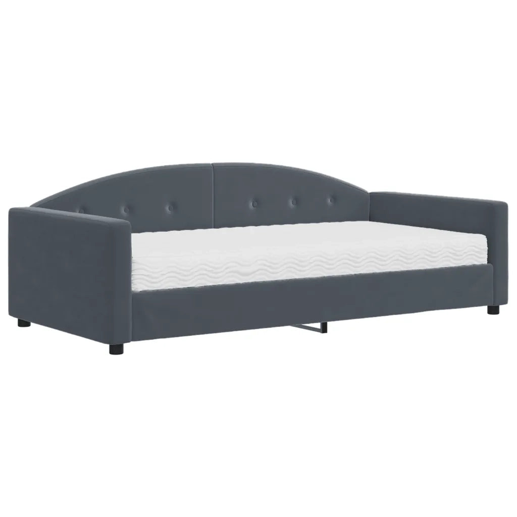 Divano Letto con Materasso Grigio Scuro 100x200 cm in Velluto