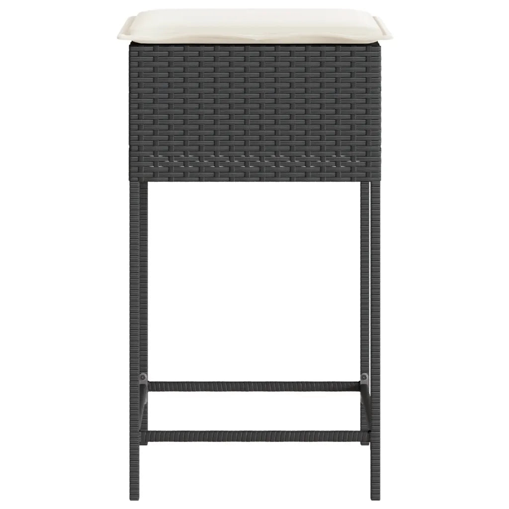 Sgabelli da Bar con Cuscini 2 pz Neri in Polyrattan 368317