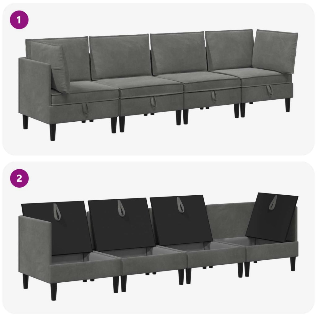 Set di mobili per il soggiorno 4 pcs Grigio Scuro Velluto