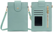 Borsa da Spalla per Donna in Pelle Simile - Borsa a Tracolla - Orecchino per Telefono - Finestra per ID - 2 Cartelle - Peso 0,06 kg - Dimensioni 12 x 2 x 19 cm - Borsa a Mano