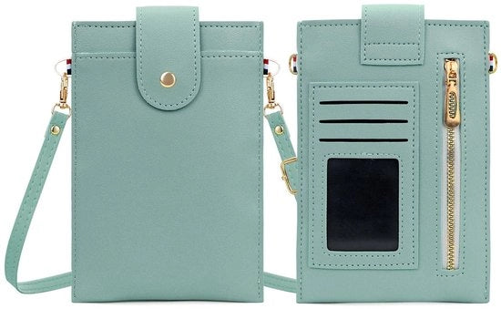 Borsa da Spalla per Donna in Pelle Simile - Borsa a Tracolla - Orecchino per Telefono - Finestra per ID - 2 Cartelle - Peso 0,06 kg - Dimensioni 12 x 2 x 19 cm - Borsa a Mano