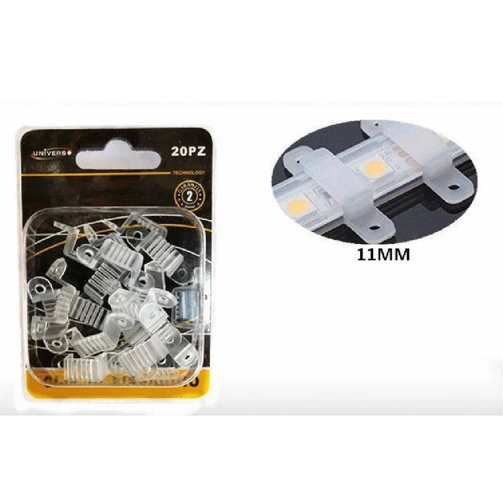 Trade Shop - Clip Di Fissaggio Da 11 Mm In Silicone Strisce A Led Confezione Da 20 Pz U-11mm -