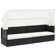 Lettino prendisole sedia a sdraio lettino prendisole letto da giardino mobili da esterno per patio con baldacchino in vimini nero 02_0012278
