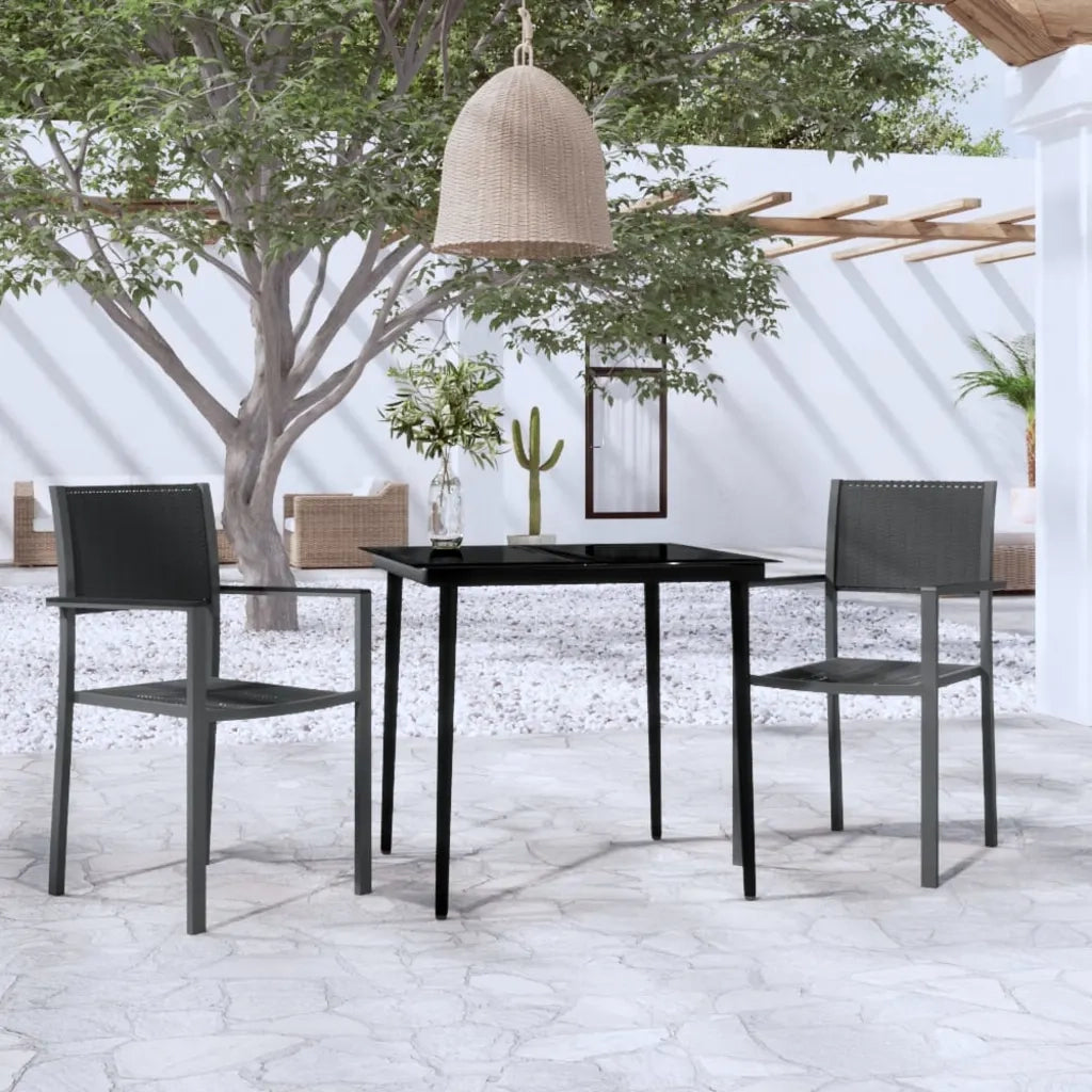 Set da Pranzo da Giardino 3 pz | Set Salotto da Giardino Nero