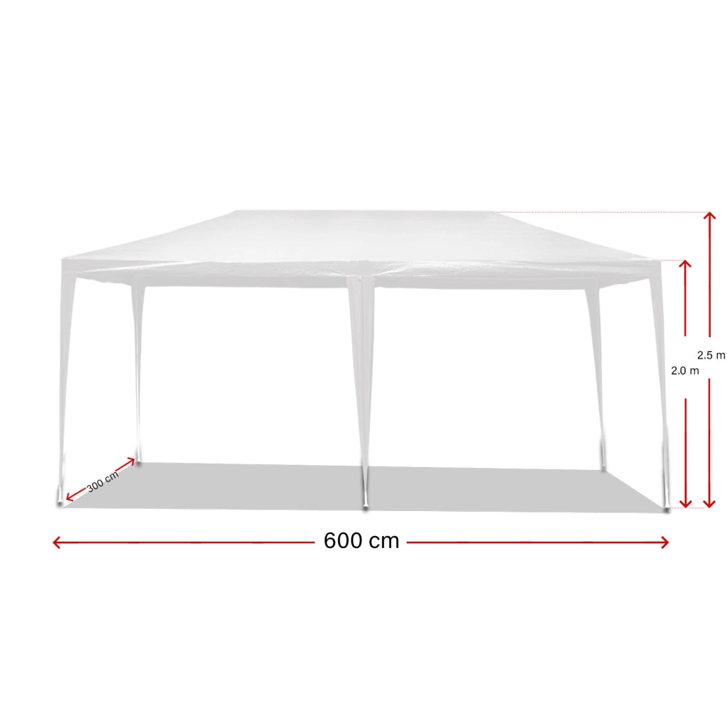 Gazebo 3 x 6 m in bianco con protezione UV 50+, tendone da giardino con pareti laterali avvolgibili, tenda da festa con finestre, ad esempio per terrazze e festival