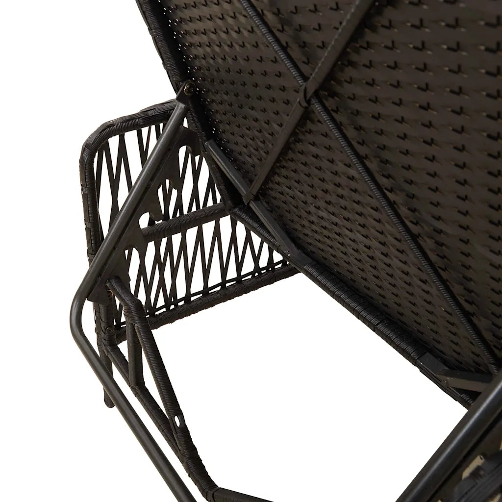 Lettino da sole Nero e Bianco Crema 55 x 200 x 92 cm polyrattan 365425