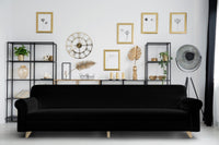 Copridivano Elasticizzato 4 Posti in Poliestere Nero