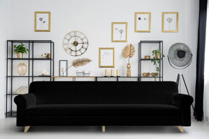 Copridivano Elasticizzato 4 Posti in Poliestere Nero