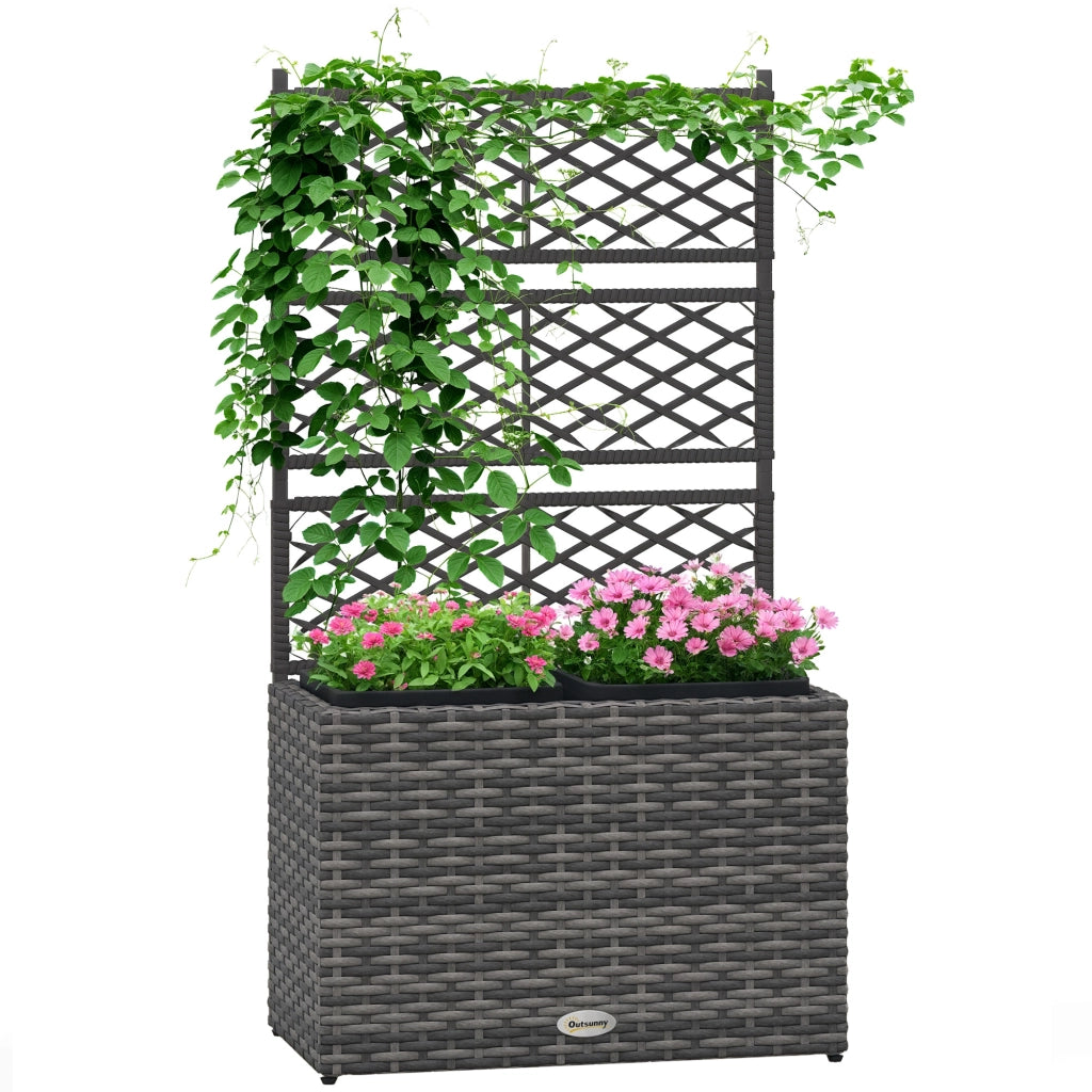 Fioriera con griglia 3 vasche ¨C zephmum ¨C grigio 57x30x107 cm