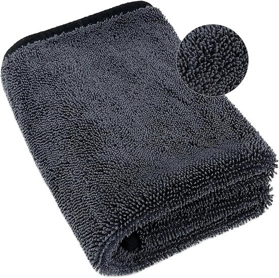 Asciugamani Microfibra Asciugamano Auto Asciugamano Microfibra -Extra Grande e Spesso XXL -90x60cm- Asciugamani Microfibra per Pulizia - Super Assorbenti Asciugamano - Nero-500GSM