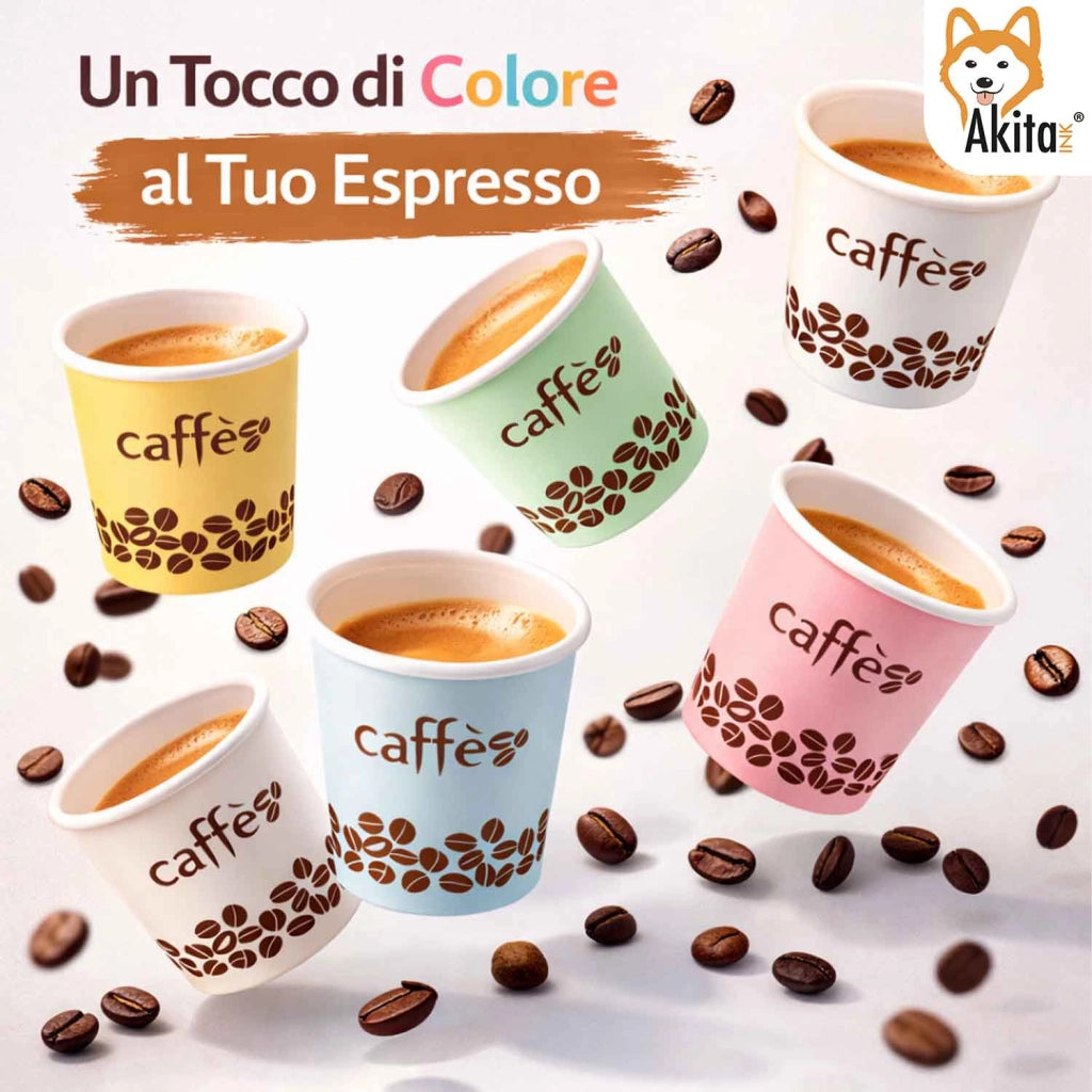 Akitaink 1000 Bicchieri Caffe Carta 75ml Colorati