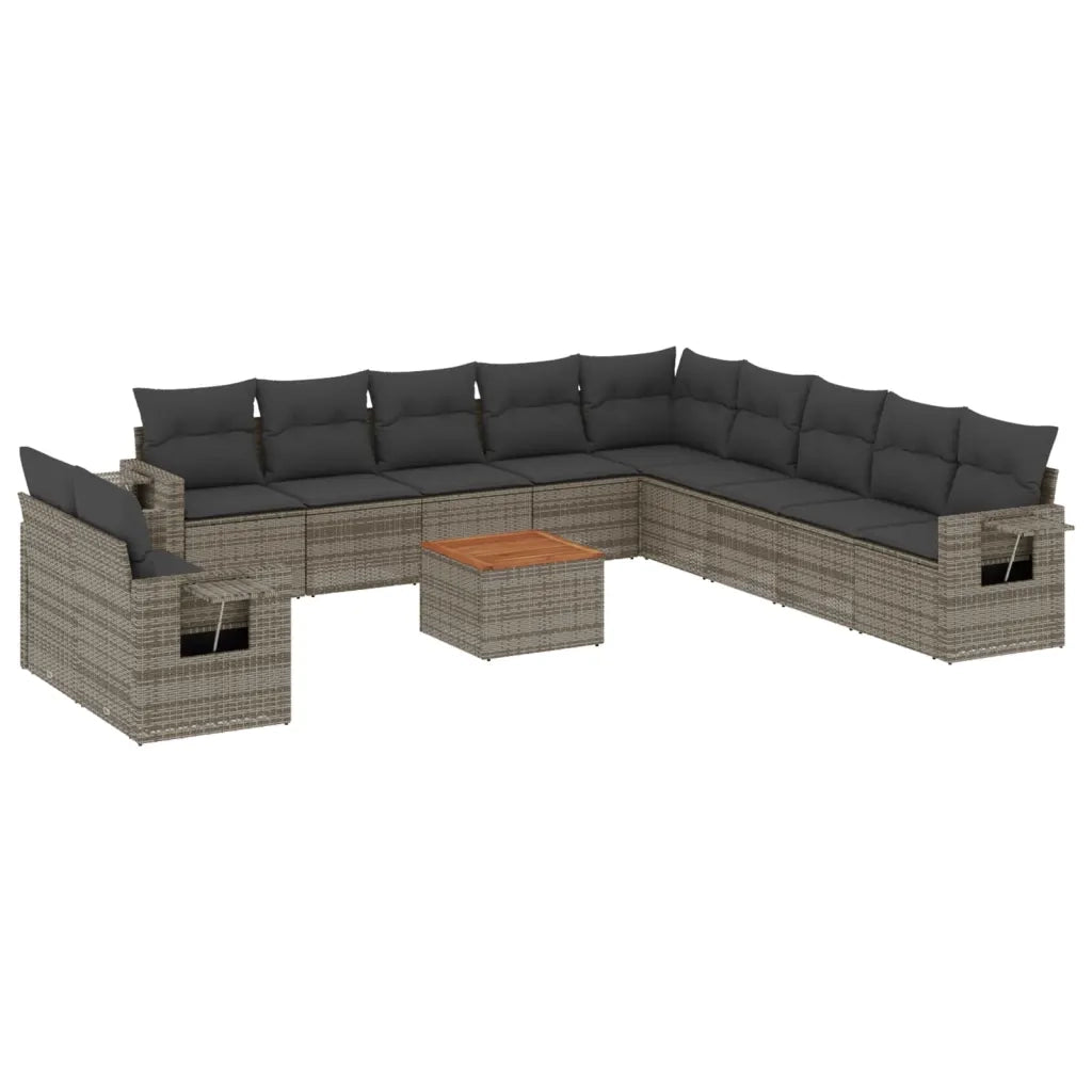 Set Divani da Giardino 12 pz con Cuscini Grigio in Polyrattan 3224646