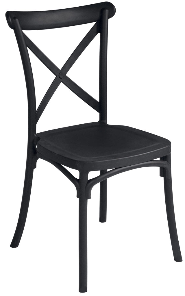 Sedia Impilabile da Giardino 47x55x90 cm in Polipropilene Antracite