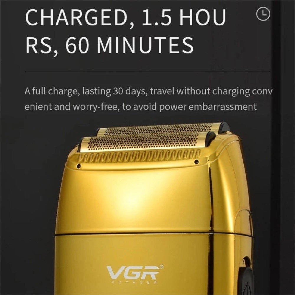 Trade Shop - Rasoio Professionale Foil Shaver Vgr V-399 Doppia Testina Barber Shaver - Oro