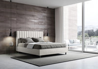 Letto Matrimoniale Francese 140x200 cm con Rete e Contenitore Agueda Bianco