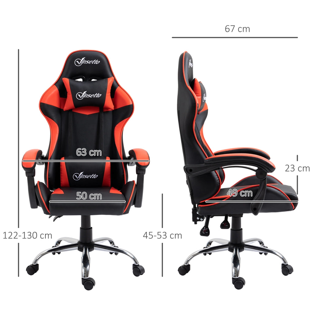 Sedia da Gaming Racing Girevole Regolabile in Altezza ¨C zephmum ¨C Rosso 63x67x122-130 cm