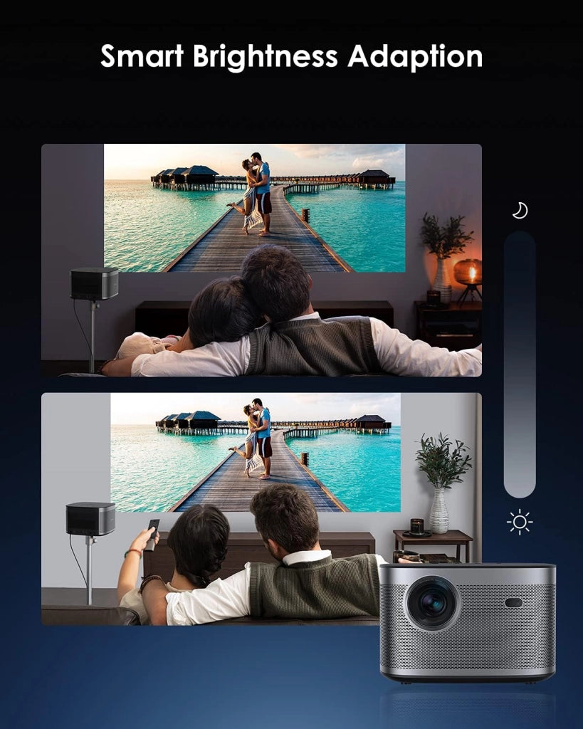 Horizon Proiettore Supporta 4K Full HD 200'' Home Theater 1500 ISO Lumen Android TV10.0 Google Assistant 3D Videoproiettore Harman/Kardon Altoparlante