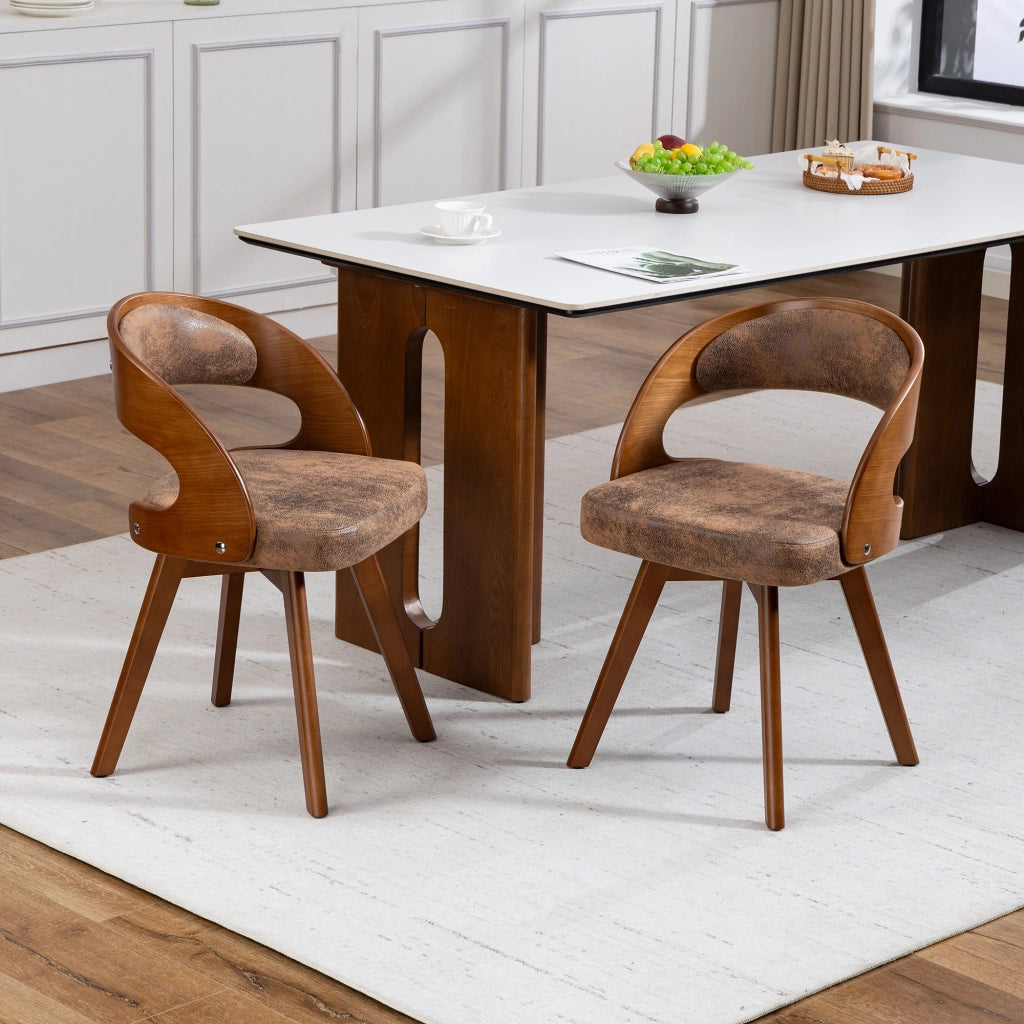 Sedia da Pranzo Girevole Imbottita in Legno ¨C MINIMAL ¨C Tessuto Caff¨¨, Schienale Curvo