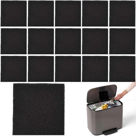 16 Filtri a Koolstoffe Attivi per Contenitori di Compost - Filtro Bio-emmer Quadrato - Filtro Koolstoffe per Contenitore di Compost - Durata - Ambientalmente Perveniente